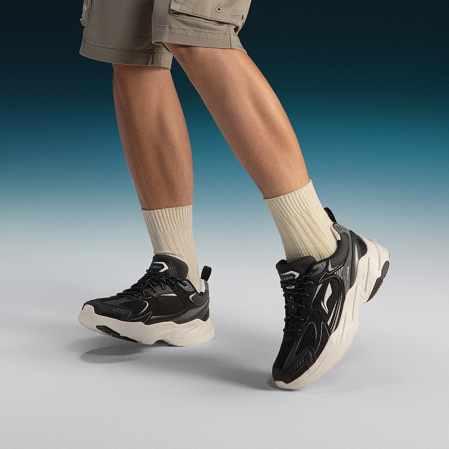LiNing Meteor 2K Cushioning, Slip Resistant, Abrasion Resistant Support Low Top Chunky Sneakers Men's Black купить в интернет-магазине Yoocart с быстрой доставкой по России.