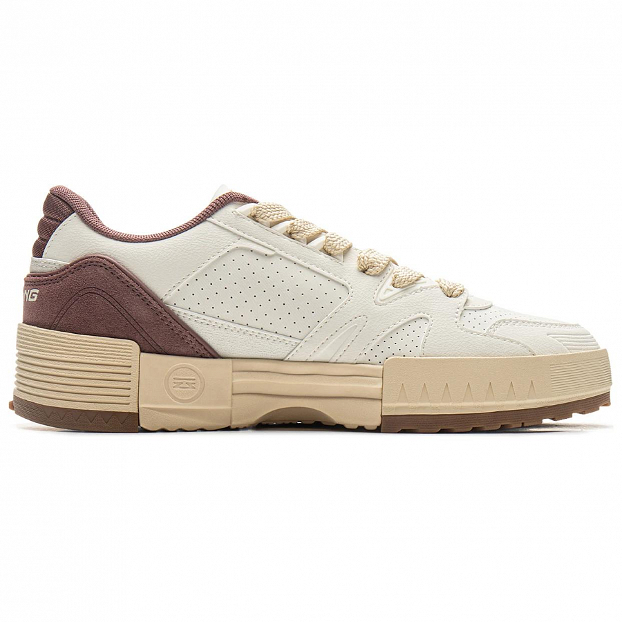 LiNing Li Cheng Slip-Resistant Cushioning Wear-Resistant Low-Top Skateboard Shoes Men's White Umber