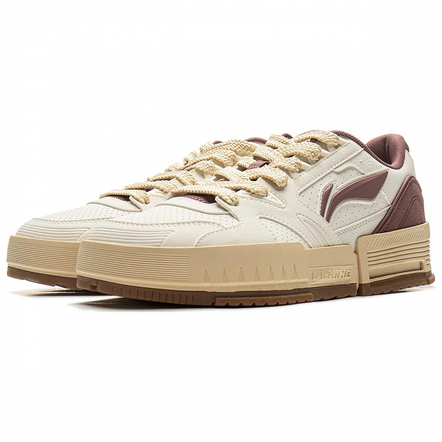 LiNing Li Cheng Slip-Resistant Cushioning Wear-Resistant Low-Top Skateboard Shoes Men's White Umber