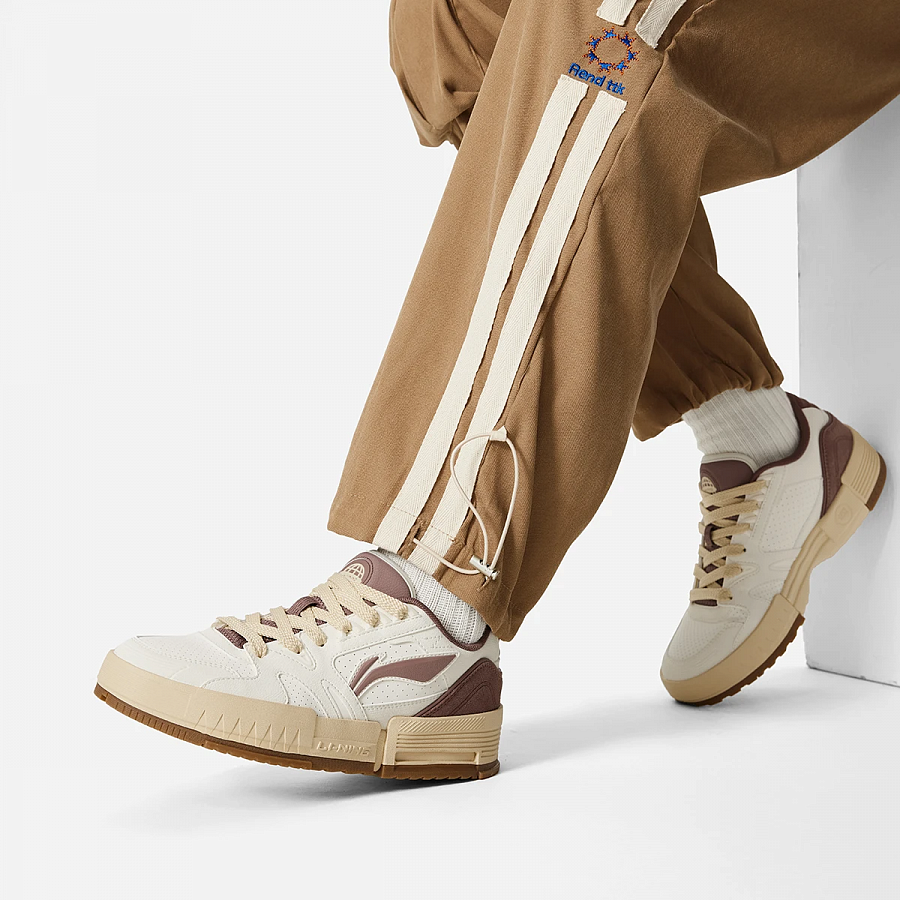LiNing Li Cheng Slip-Resistant Cushioning Wear-Resistant Low-Top Skateboard Shoes Men's White Umber