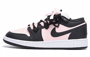 Jordan Air Jordan 1 Chestnut Slip-Resistant Full-Coverage Breathable Low-Top Vintage Basketball Shoes GS Black Pink