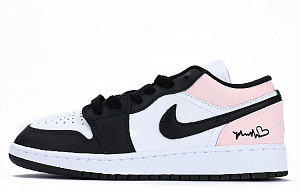 Jordan Air Jordan 1 Chestnut Slip-Resistant Coverage Low-Top Vintage Basketball Shoes GS Black Pink