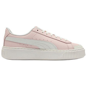 PUMA BASKET PLATFORM Low Top Skateboard Shoes Women's Pink White 1 2752726