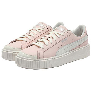 PUMA BASKET PLATFORM Low Top Skateboard Shoes Women's Pink White 2 2752727