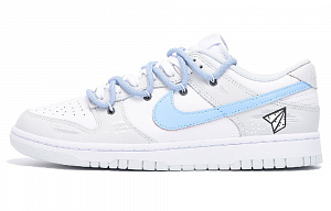 Nike Dunk Skateboard Shoes Unisex Low-Top Gray White/Blue