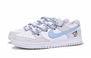 Nike Dunk Skateboard Shoes Unisex Low-Top Gray White/Blue 2 2752732