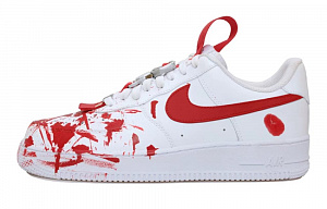 Nike Air Force 1 Crime Scene Abrasion Resistant Low Top Skateboard Shoes Unisex White Red
