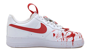 Nike Air Force 1 Crime Scene Abrasion Resistant Low Top Skateboard Shoes Unisex White Red 1 2752918