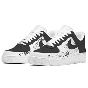 Nike Air Force 1 Anti-Slip Wear-Resistant Low-Top Skateboard Shoes Women's Black White 2 2752947