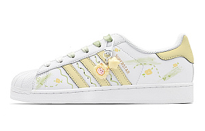 Adidas Originals SUPERSTAR Floral Time Anti-Slip Wear-Resistant Low-Top Skateboard Shoes Unisex Yellow Green 1 2753331