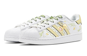 Adidas Originals SUPERSTAR Floral Time Anti-Slip Wear-Resistant Low-Top Skateboard Shoes Unisex Yellow Green 3 2753333