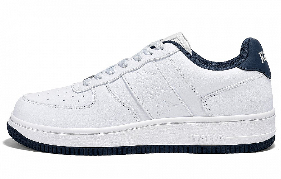 Kappa Anti Slip Wear Resistant Low Top Skateboard Shoes Unisex White Blue