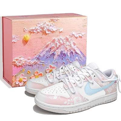 Nike Dunk Skateboard Shoes Women's Low-Top Pink White/Blue