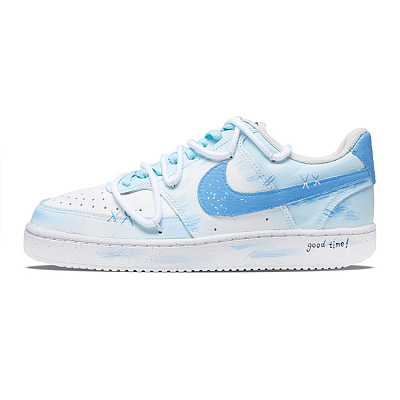 Nike Court Vision 1 Sea Salt Casual Everyday Anti-Slip Wear-Resistant Low-Top Skateboard Shoes Men's White Blue