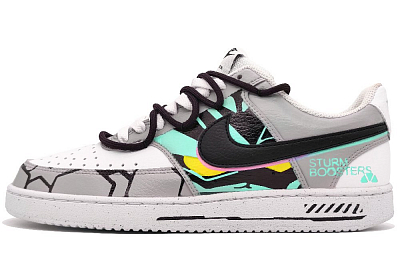 Nike Court Vision 1 Anti Slip And Wear Resistant Lightweight Low Top Skateboard Shoes Men's Gray Cyan