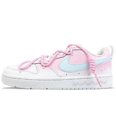 Nike Court Borough Anti-Slip Wear-Resistant Low-Top Skateboard Shoes GS Pink White