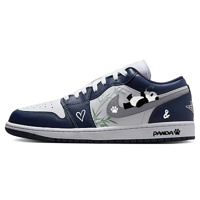 Jordan Air Jordan 1 Abrasion Resistant Slip Resistant Low Top Vintage Basketball Shoes Women's Gray Blue