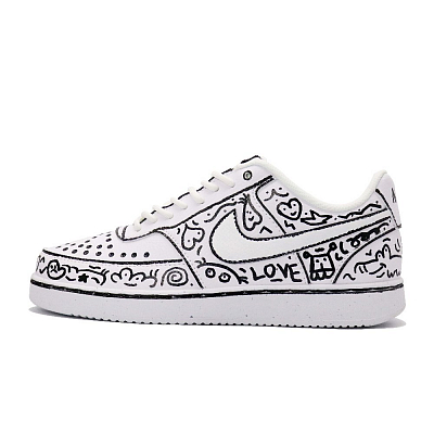 Nike Court Vision 1 Skateboard Shoes Men Low-Top Black/White