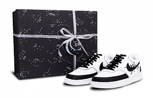 Nike Court Vision Low Anti Slip Wear Resistant Low Top Skateboard Shoes Men's White Black