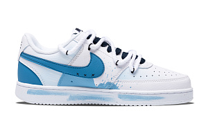 Nike Court Vision 1 Mountains And Rivers Abound Anti Slip Wear Resistant Low Top Skateboard Shoes Men's Blue White 1 2757506