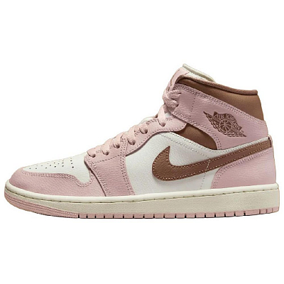 Jordan Air Jordan 1 Anti-Slip Wear-Resistant Mid-Top Vintage Basketball Shoes Women's Pink White