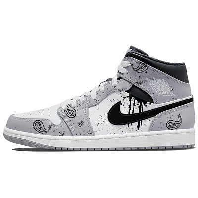 JORDAN Air JORDAN 1 Vintage Basketball Shoes Men Mid Top White/Gray