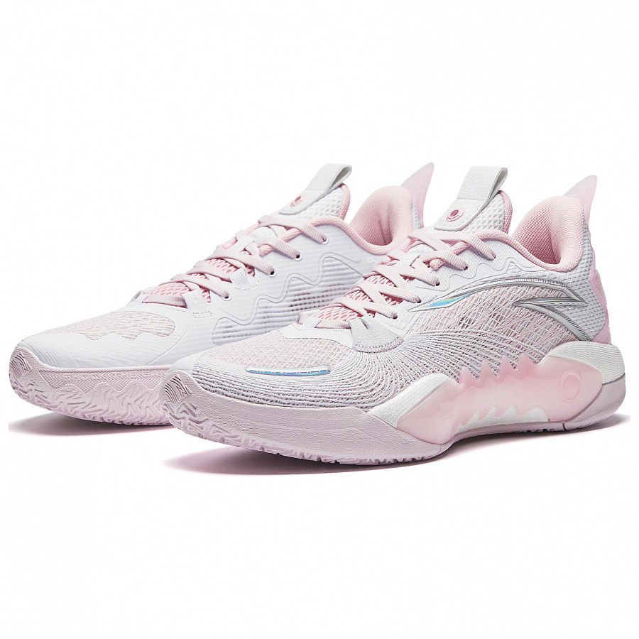 Anta Frenzy 5team V2 Cushioning Wear-Resistant Low-Top Basketball Shoes Men's White Pink