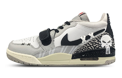 Jordan Legacy 312 Moisture Wicking Coverage Quick Dry Low Top Vintage Basketball Shoes GS Black White Gray