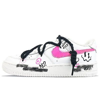 Nike Air Force 1 Slip-Resistant Cushioning Wear-Resistant Low-Top Skateboard Shoes Women's White Black Pink