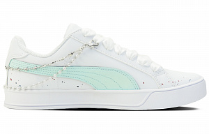 PUMA Smash Vulc Colored Glaze Blockette Blue Low-Top Skateboard Shoes Unisex White Green 1 2760194