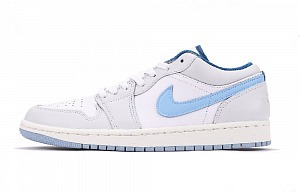 Jordan Air Jordan 1 Chestnut Slip-Resistant Coverage Cushioning Low-Top Vintage Basketball Shoes Men's White Blue