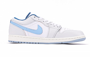 Jordan Air Jordan 1 Chestnut Slip-Resistant Coverage Cushioning Low-Top Vintage Basketball Shoes Men's White Blue 1 2760309