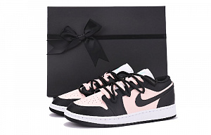 Jordan Air Jordan 1 Chestnut Anti-Slip Wear-Resistant Low-Top Vintage Basketball Shoes GS Black Pink