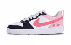 Nike Court Borough Anti-Slip And Wear-Resistant Breathable Low-Top Skateboard Shoes GS Black Pink