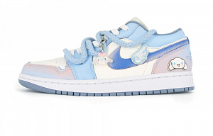 Jordan Air Jordan 1 Cushioned Slip-Resistant Breathable Low-Top Vintage Basketball Shoes Women's Blue Pink Gradient