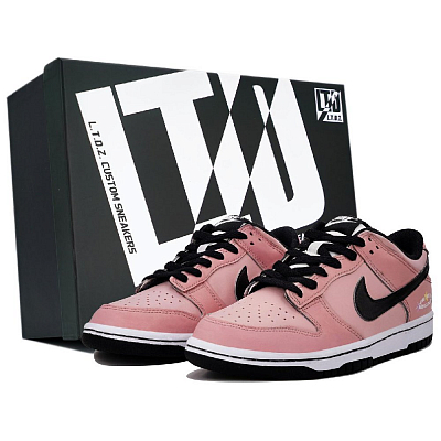 Nike Dunk Low-Top Skateboard Shoes Unisex Pink Black