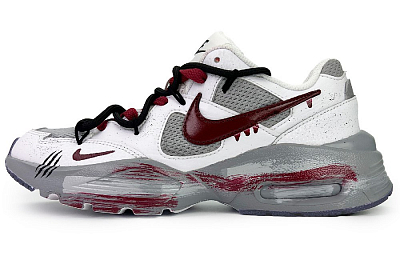 Nike Air Max Fusion Cushioning Anti-Slip Wear-Resistant Breathability Low-Top Running Shoes Women's Gray Red