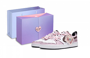 Nike Court Borough Florescence Slip-Resistant Low-Top Skateboard Shoes GS Pink White