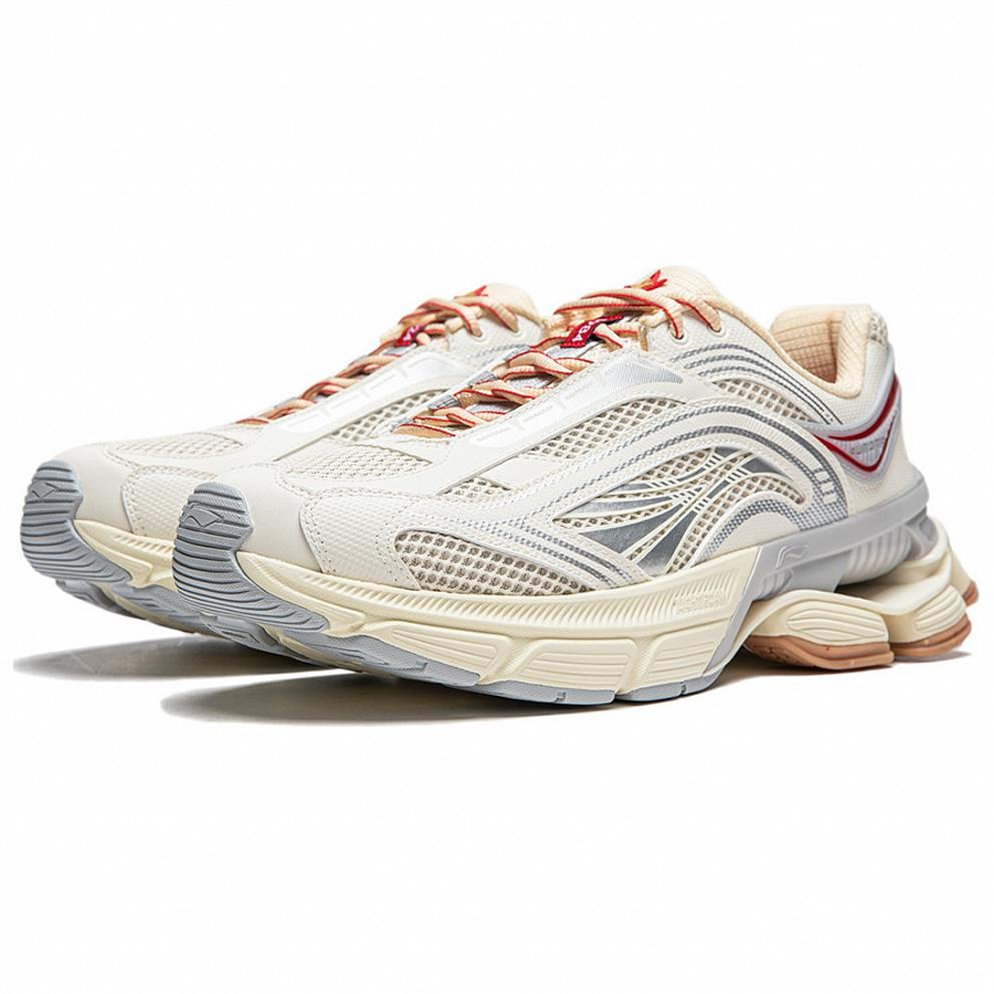 LiNing Aurora RENEW Slip Resistant Abrasion Resistant Support Height Increasing Low Top Casual Running Shoes Men's Ecru