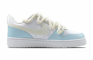 Nike Court Borough 2 Anti-Slip Wear-Resistant And Impact-Resistant Low-Top Skateboard Shoes GS White Blue Yellow 1 2761388