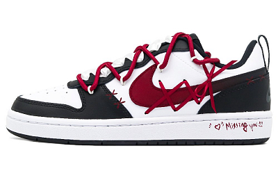 Nike Court Borough Skateboard Shoes Women's Low-Top Black Red