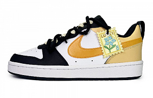 Nike Court Borough Iris Anti-Slip And Wear-Resistant Lightweight Low-Top Skateboard Shoes GS Yellow Black