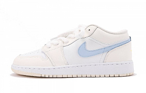 Jordan Air Jordan 1 Slip-Resistant Coverage Low-Top Vintage Basketball Shoes GS Yellow White Blue