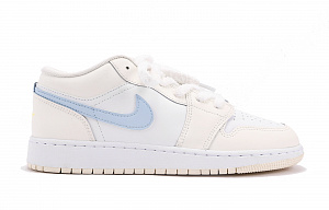 Jordan Air Jordan 1 Slip-Resistant Coverage Low-Top Vintage Basketball Shoes GS Yellow White Blue 1 2761748