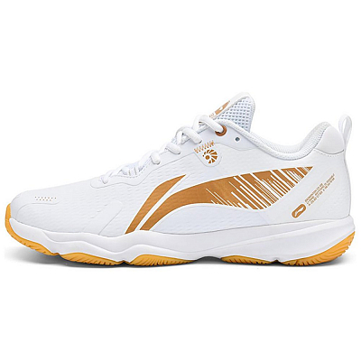 LiNing Anti-Slip And Wear-Resistant Cushioning Support Low-Top Badminton Shoes Unisex White Gold