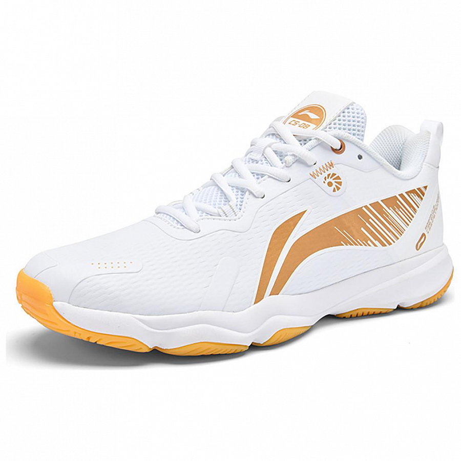 LiNing Anti-Slip And Wear-Resistant Cushioning Support Low-Top Badminton Shoes Unisex White Gold