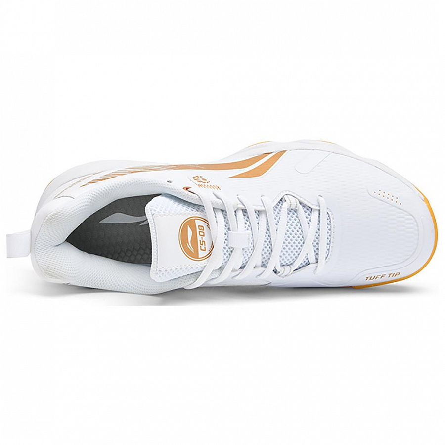 LiNing Anti-Slip And Wear-Resistant Cushioning Support Low-Top Badminton Shoes Unisex White Gold