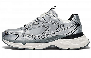 Kappa Anti Slip Wear Resistant Low Top Chunky Sneakers Unisex Silver