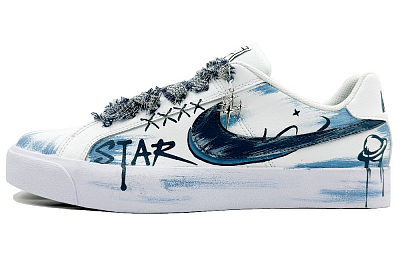 Nike Court Royale Non slip Lightweight Low Top Skateboard Shoes Unisex Blue White
