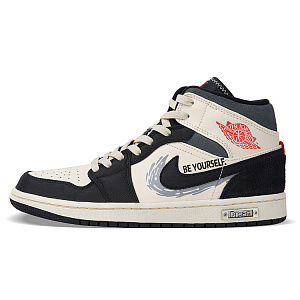 Jordan Air Jordan 1 Mid Top Vintage Basketball Shoes Men's Black White 1 2764141